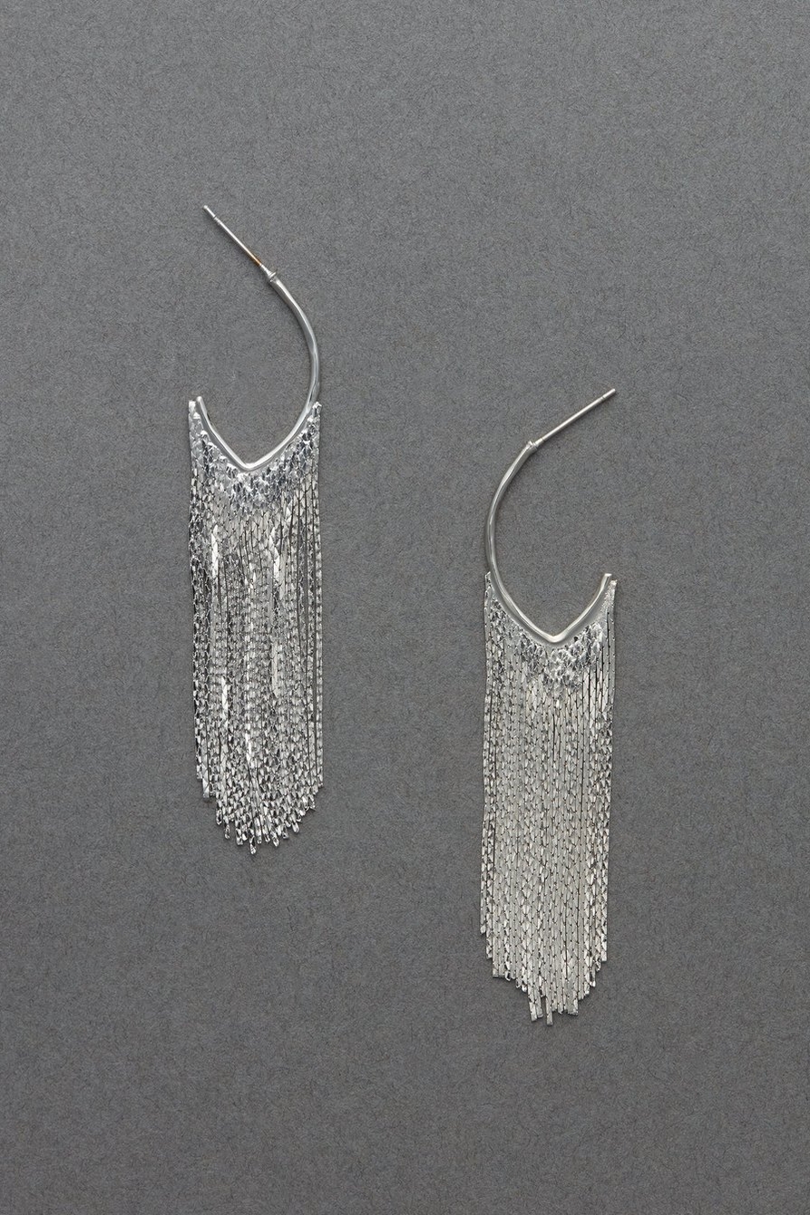 silver fringe earrings